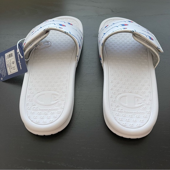 Champion Men’s Open Toe White Logo Slide Adjustable Closure EVA Sole Size 10 - Picture 4 of 9